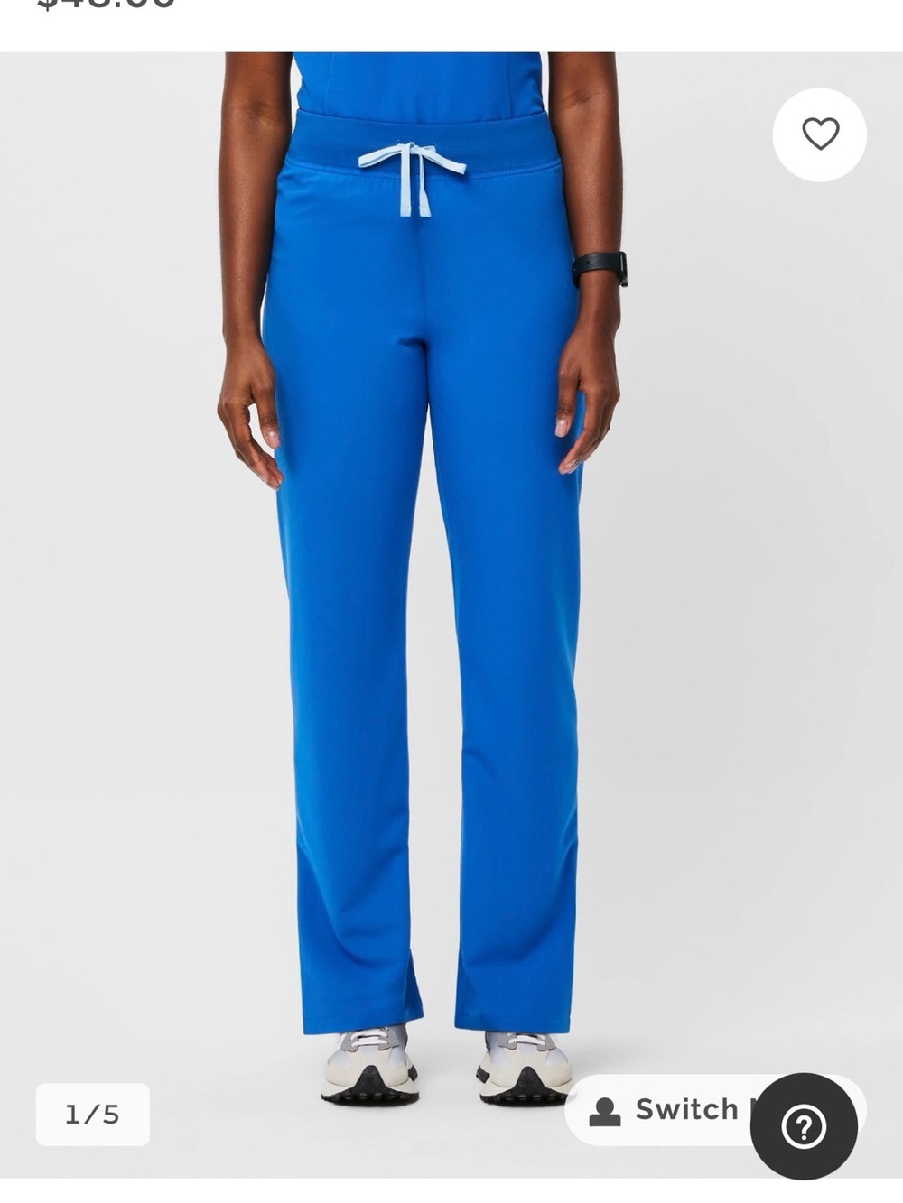 Figs Livingston High-Rise Straight-Leg Scrub Pants in Bright Blue